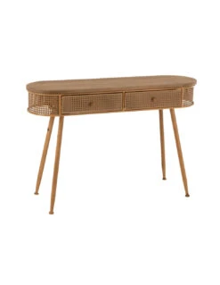 Console 2 Tiroirs Métal/bois Marron