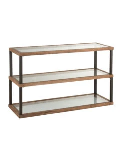Console 3 Niveaux Verre/Bois Marron