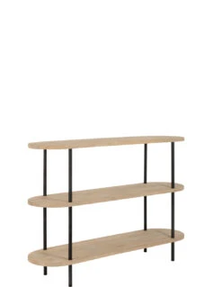 Console Eli 3 étagères En Bois De Manguier/fer Naturel/gris