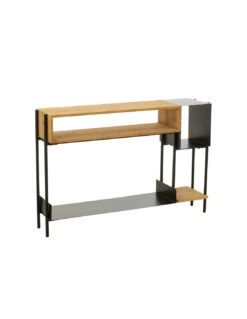 Console En Bois De Sapin/fer Noir/naturel