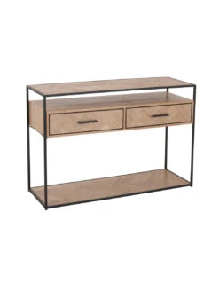 Console Zigzag 2 Tiroirs Bois/Métal Naturel/Noir
