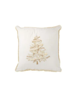 Coussin Arbre Textile Blanc/Or