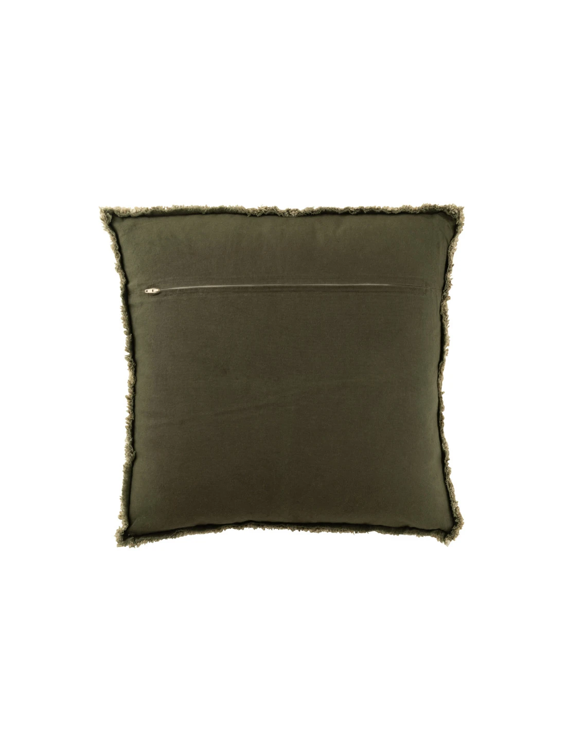 Coussin Avec Des Bords Effilochés En Polyester/coton Vert Foncé 2 Coussin Avec Des Bords Effilochés En Polyester/coton Vert Foncé – Image 2