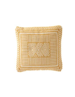 Coussin Bali En Coton Blanc/ocre