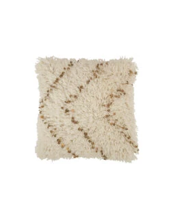 Coussin Carré En Coton Perle Blanc/or