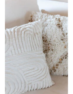 Coussin Carré En Coton Perle Blanc/or -Magasin De Meubles De Qualité coussin carre en coton perle blancor 3