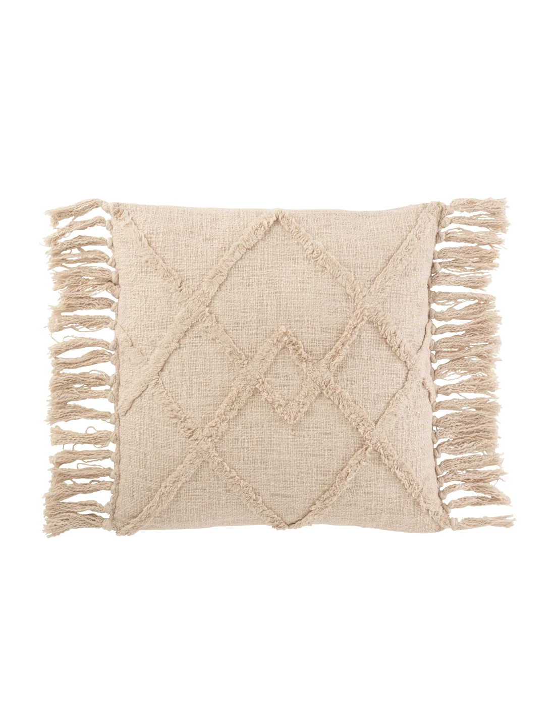 Coussin Carré En Coton Polyester Crème 1 Coussin Carré En Coton Polyester Crème