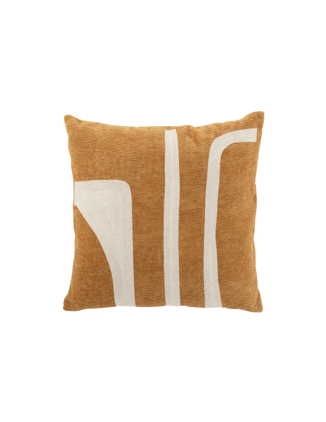 Coussin En Chenille à Motif Polyester Ocre/blanc 1 Coussin En Chenille à Motif Polyester Ocre/blanc
