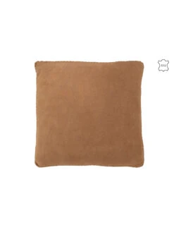 Coussin En Cuir Tissé Camel