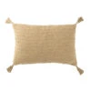 Coussin Rectangle Avec Pompons En Coton Beige Foncé