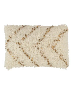 Coussin Rectangle En Coton Perle Blanc/or