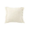 Coussin Tissé à Franges En Viscose/coton Blanc
