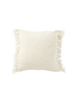 Coussin Tissé à Franges En Viscose/coton Blanc