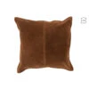 Cousu Coussin Carré En Cuir Cognac