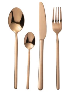 Couverts De Table B 24 Pièces En Acier Inoxydable Cuivré Brillant