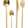 Couverts De Table En Acier Inoxydable Brillant Doré De 24 Pièces