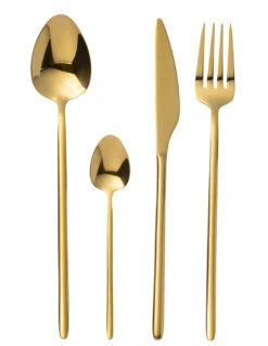 Couverts De Table En Acier Inoxydable Brillant Doré De 24 Pièces