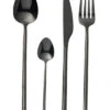 Couverts De Table En Acier Inoxydable Brillant Noir De 24 Pièces