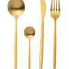 Couverts De Table En Acier Inoxydable Mat Doré De 24 Pièces