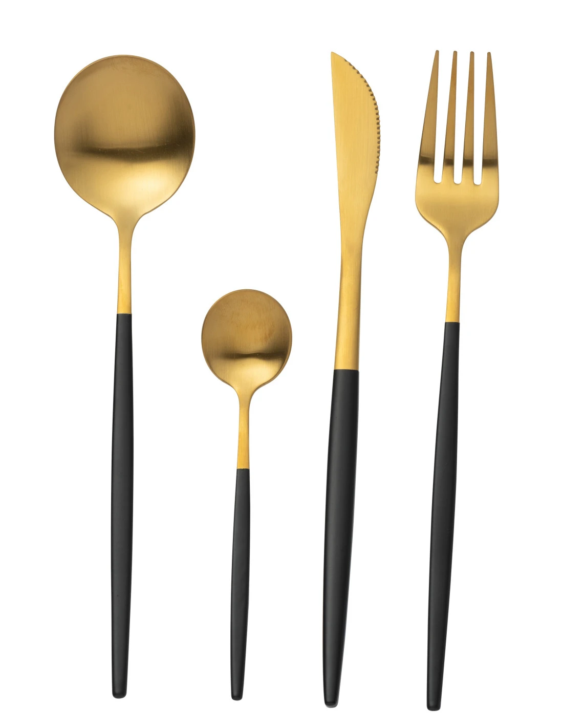 Couverts De Table En Acier Inoxydable Mat Doré Et Noir De 24 Pièces 1 Couverts De Table En Acier Inoxydable Mat Doré Et Noir De 24 Pièces