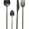 Couverts De Table En Acier Inoxydable Mat Noir, 24 Pièces