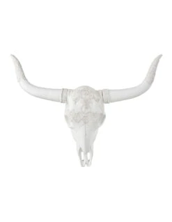 Crâne De Cerf Suspendu En Polyrésine Blanc Grand