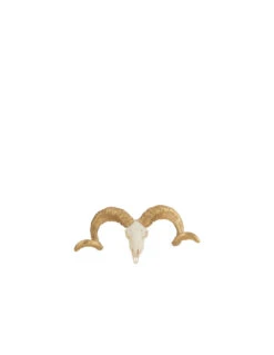 Crâne De Mouton En Résine Blanc/or Petit