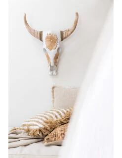 Crâne Vache Bois D'Albasia Blanc 8 Crâne Vache Bois D'Albasia Blanc -Magasin De Meubles De Qualité crane vache albatre bois blanc 2 3