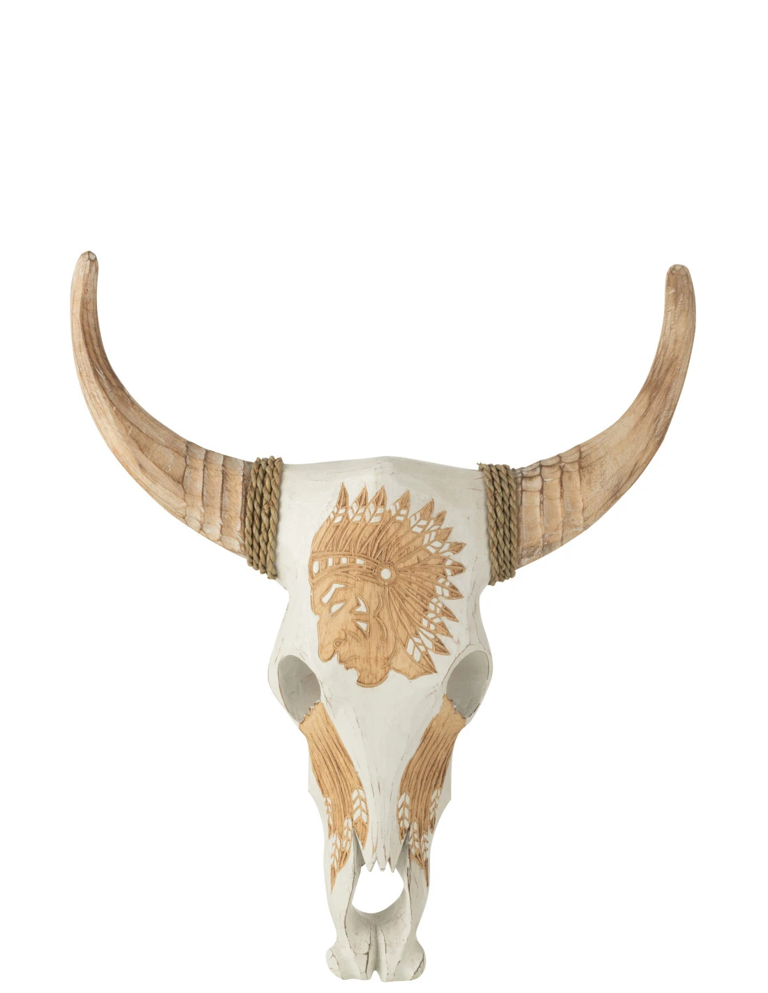 Crâne Vache Bois D'Albasia Blanc 1 Crâne Vache Bois D'Albasia Blanc