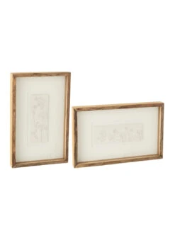 Décoration Murale En MDF/Firon Bois Brun/blanc Assortiment De 2