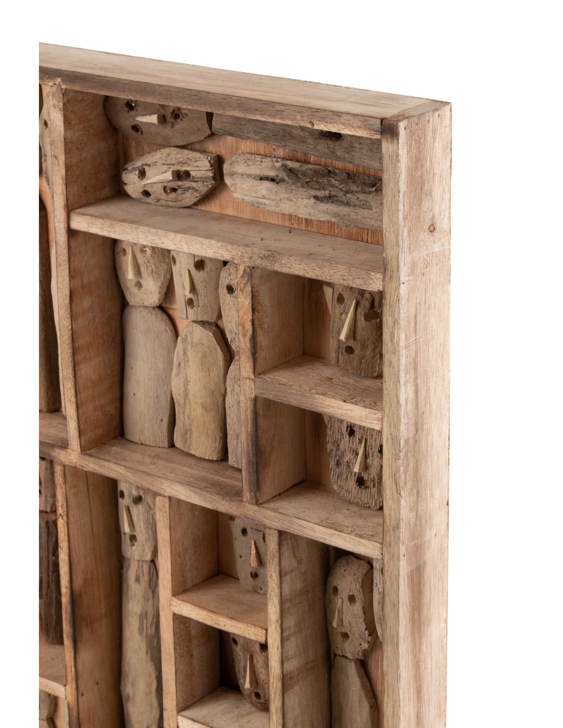 Décoration Murale Masques De Famille Compartiments En Bois Recyclé Naturel Grand 2 Décoration Murale Masques De Famille Compartiments En Bois Recyclé Naturel Grand – Image 2