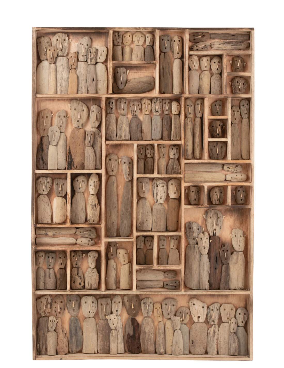 Décoration Murale Masques De Famille Compartiments En Bois Recyclé Naturel Grand 1 Décoration Murale Masques De Famille Compartiments En Bois Recyclé Naturel Grand
