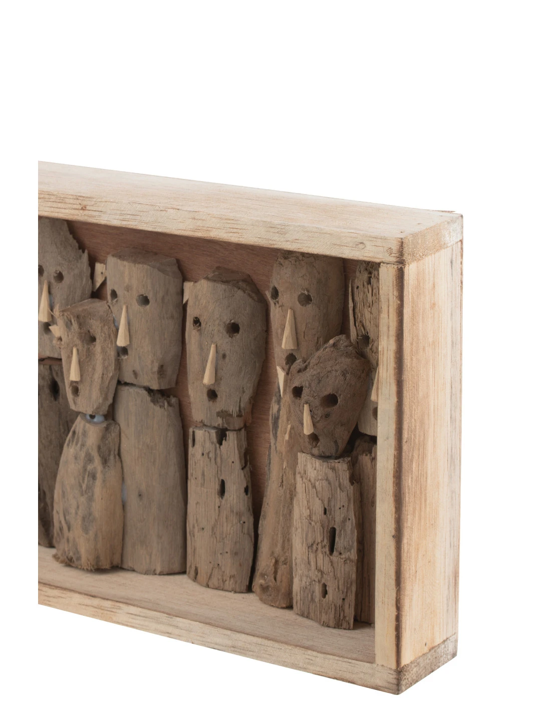 Décoration Murale Masques De Famille Compartiments En Bois Recyclé Naturel Petit 2 Décoration Murale Masques De Famille Compartiments En Bois Recyclé Naturel Petit – Image 2