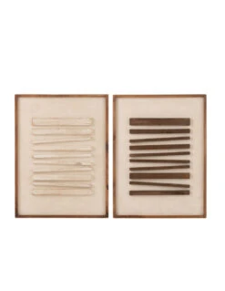 Décoration Murale Mike En Pin/ Toile Blanc/naturel Assortiment De 2