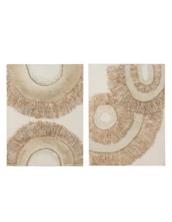 Décoration Murale Toile/Peinture Ibiza Crème/Blanc Assortiment De 2