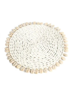 Dessous De Plat Jonc De Mer Et Coquillage - Blanc