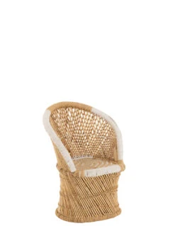 Dossier De Chaise En Bambou Naturel/blanc Enfant