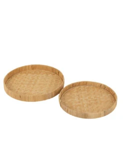 Ensemble De 2 Assiettes Rondes En Bambou/canne Naturelles.