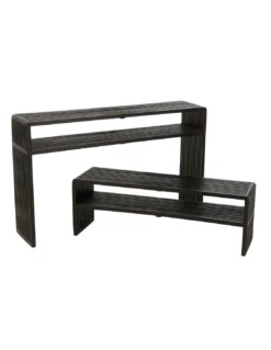 Ensemble De 2 Consoles Avec étagère En Teck Recyclé Noir