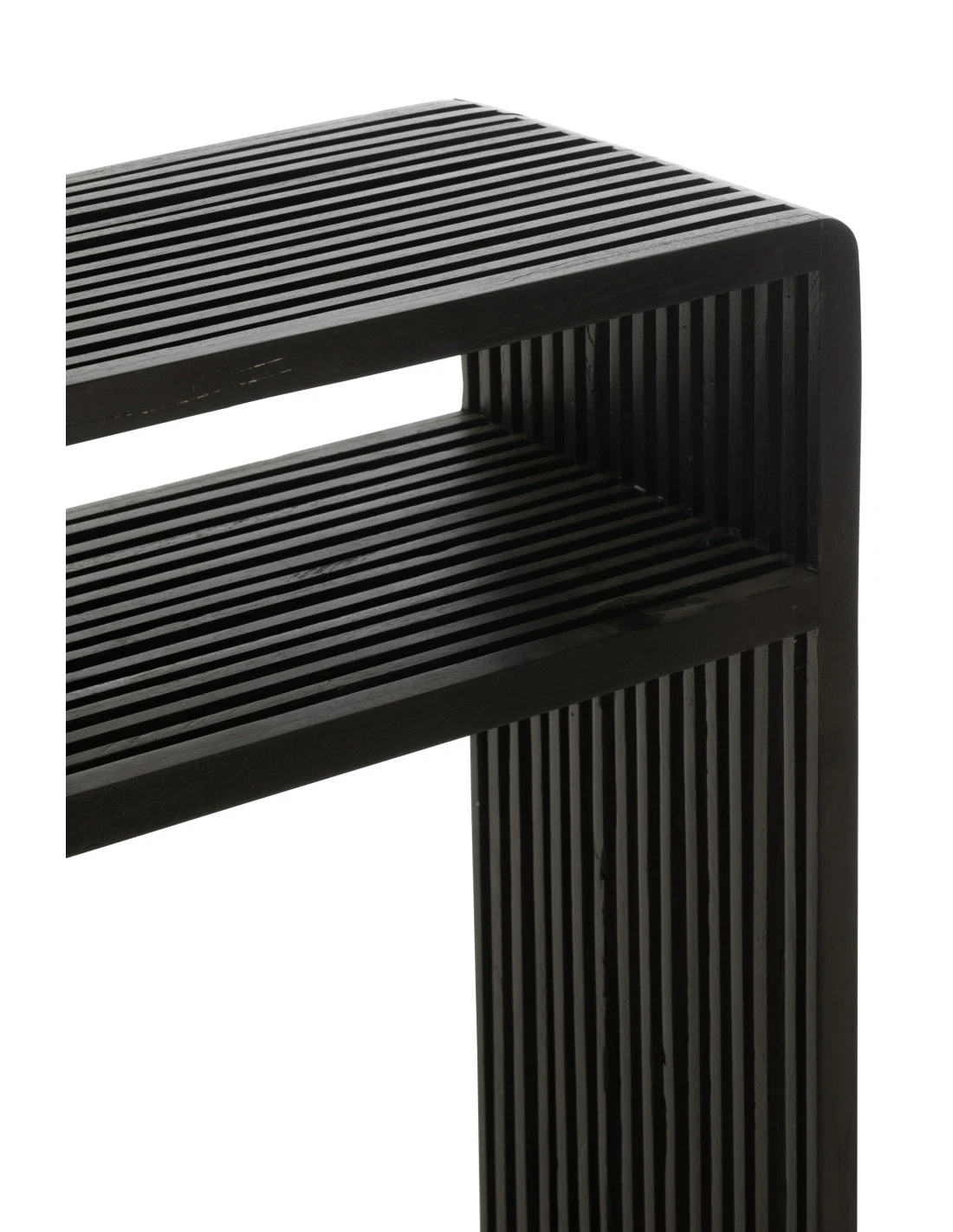 Ensemble De 2 Consoles Avec étagère En Teck Recyclé Noir 6 Ensemble De 2 Consoles Avec étagère En Teck Recyclé Noir – Image 6