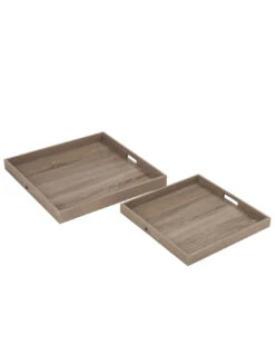Ensemble De 2 Plateaux Carrés En Bois Naturel