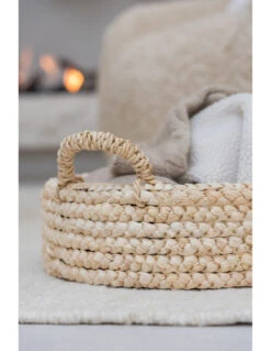 Ensemble De 2 Plateaux Ronds En écorce De Maïs/contreplaqué Naturel -Magasin De Meubles De Qualité ensemble de 2 plateaux ronds en ecorce de maiscontreplaque naturelj line 2