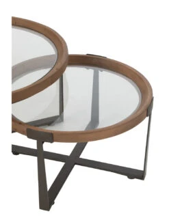 Ensemble De 2 Tables Basses Luki En Verre/bois De Sapin Naturel/noir -Magasin De Meubles De Qualité ensemble de 2 tables basses luki en verrebois de sapin naturelnoirj linej line 3