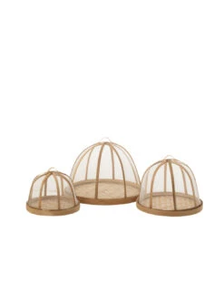 Ensemble De 3 Plateaux + Couvercle Alimentaire En Bambou Naturel/blanc