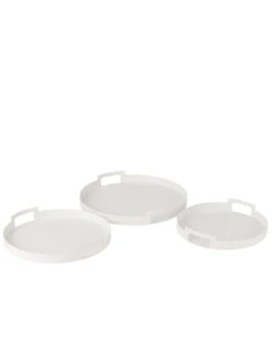 Ensemble De 3 Plateaux Ronds En Métal Blanc