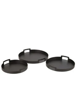 Ensemble De 3 Plateaux Ronds En Métal Noir