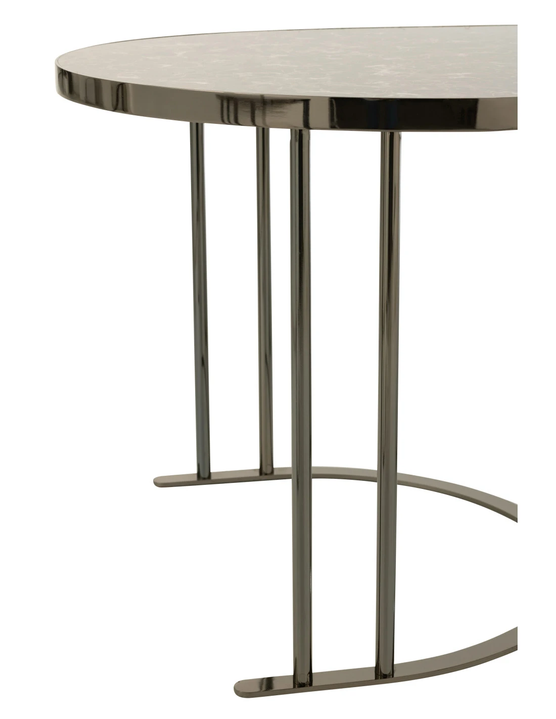 Ensemble De 3 Tables D'appoint Ovales En Métal Argent/marron 2 Ensemble De 3 Tables D'appoint Ovales En Métal Argent/marron – Image 2