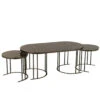 Ensemble De 3 Tables D'appoint Ovales En Métal Argent/marron