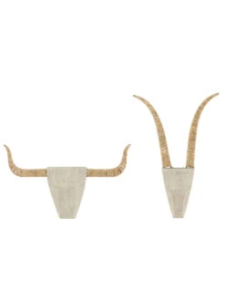 Ensemble De Deux Décorations Murales En Bois De Sapin/jonc Blanc/naturel