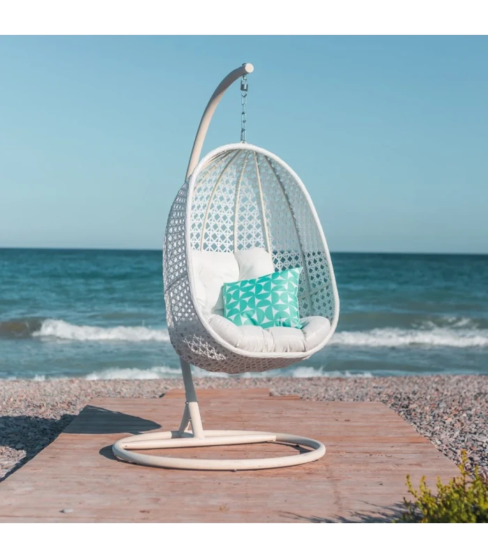Fauteuil Dido Oeuf Suspendu Blanc + Support - Outdoor 2 Fauteuil Dido Oeuf Suspendu Blanc + Support - Outdoor – Image 2